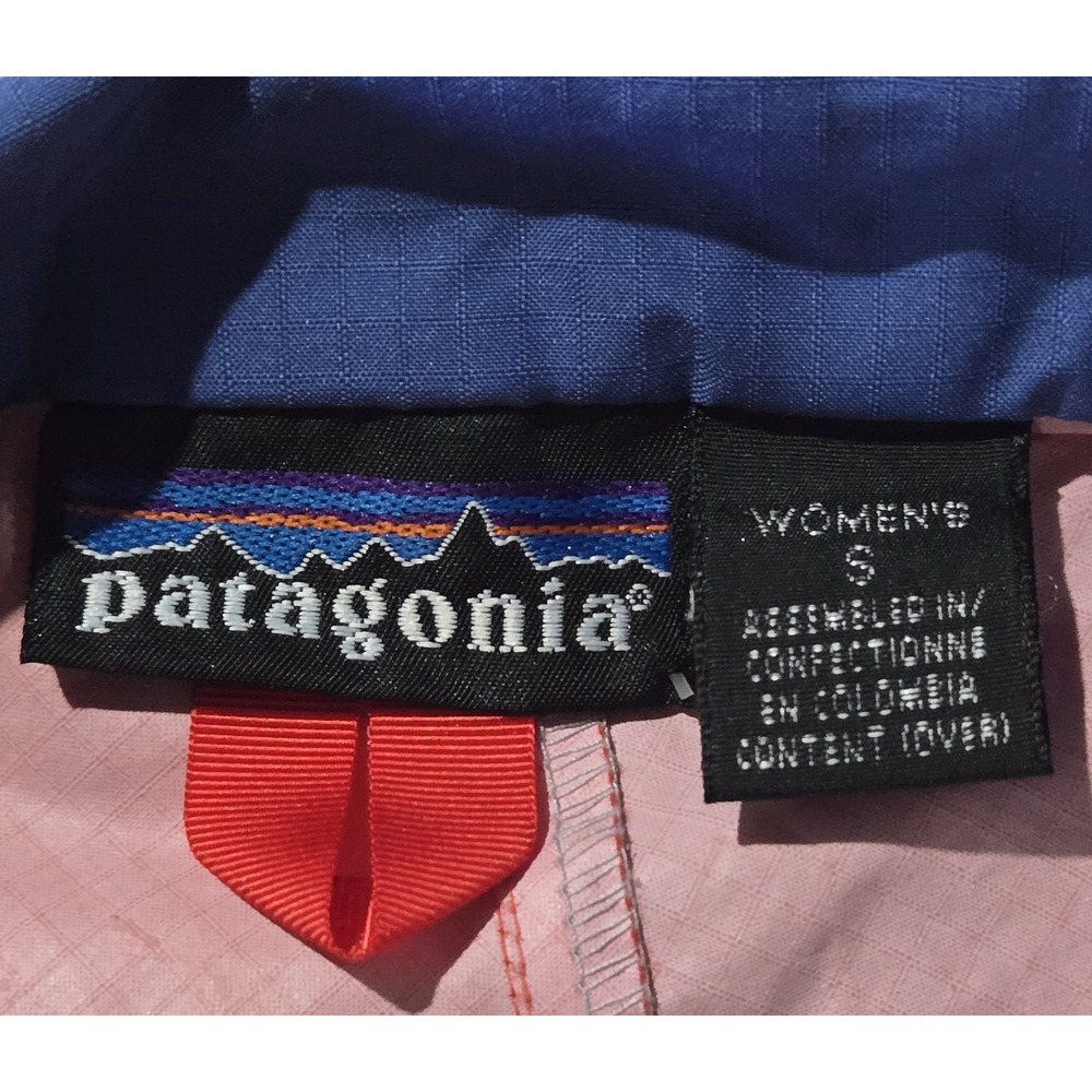 Vintage 98 Patagonia Women's S Red Windbreaker light Jacket Full Zip Blue Collar - Picture 6 of 7